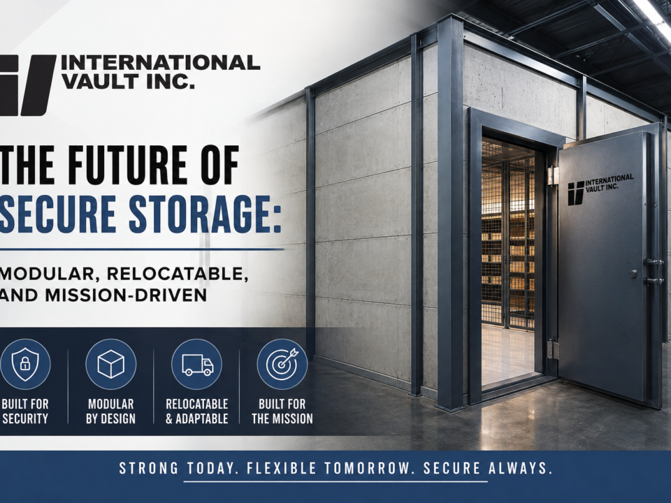 Large modular vault system installed inside a commercial facility supporting secure storage and mission-critical operations.